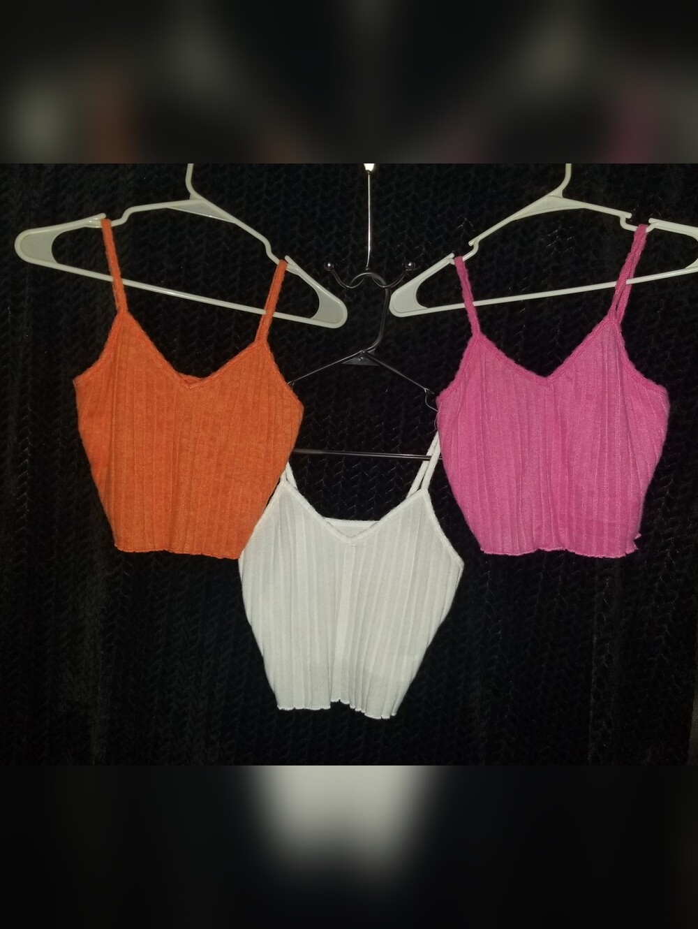 Women's SHEIN Chiquease 3-Piece Solid Colors Ribbed Camisole Crop Tank Tops Medi